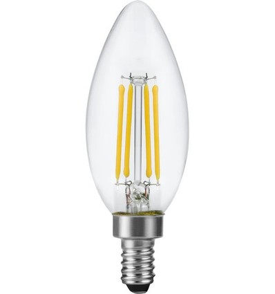 E12 4,4W dimbar LED kronepære - Filament, C35, 470lm, 2700K, klart glass