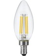 E12 4,4W dimbar LED kronepære - Filament, C35, 470lm, 2700K, klart glass