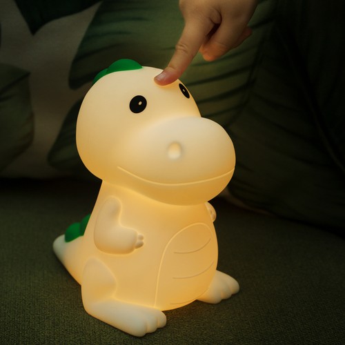 MOCHI Dinosaur nattlampe - Silikon, fargeskift + varmhvit, touch dimbar, IP20 innendørs