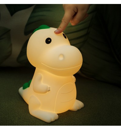 MOCHI Dinosaur nattlampe - Silikon, fargeskift + varmhvit, touch dimbar, IP20 innendørs