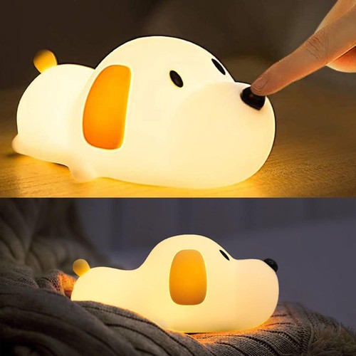 MOCHI hvalp nattlampe - Silikon, 2-i-1, varmhvit/nøytral hvit, touch dimbar