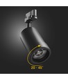 20W PAVA BASIC 3-faset skinnespot - Justerbar CCT, 111lm/W, 20-45°, sort