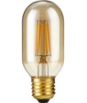 E27 4W dimbar LED rørpære - 10,6cm, 2300K, gyllent glass, filament