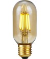 E27 4W dimbar LED rørpære - 10,6cm, 2300K, gyllent glass, filament