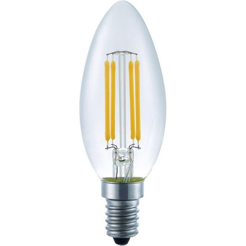 E14 4W dimbar LED kronepære - C35, filament, 350lm, 2200K, klart glass
