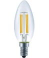 E14 4W dimbar LED kronepære - C35, filament, 350lm, 2200K, klart glass
