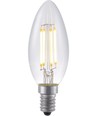 E14 4W dimbar LED kronepære - C35, filament, 350lm, 2200K, klart glass