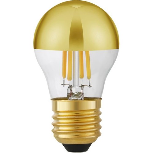 E27 4W dimbar LED kronepære - Topforspeilet gull, G45, 2500K