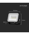 20W V-Tac Slimline LED-lyskaster - Samsung LED-chip, sort hus, IP65 utendørs