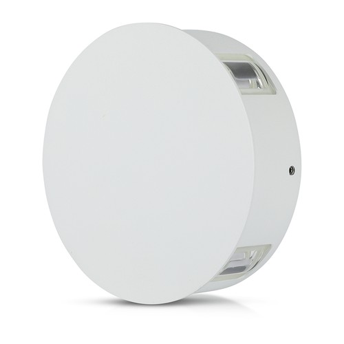 V-Tac 4W LED vegglampe - IP65, hvit, rund, 4-veis lys, 4000K, inkl. lyskilde