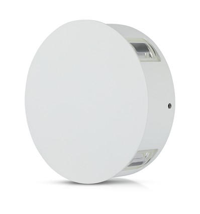 V-Tac 4W LED vegglampe - IP65, hvit, rund, 4-veis lys, 4000K, inkl. lyskilde