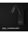3W LED sengelampe med USB-lading - USB-A og USB-C, CREE-chip, sort, inkl. lyskilde