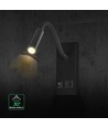 3W LED sengelampe med USB-lading - USB-A og USB-C, CREE-chip, sort, inkl. lyskilde