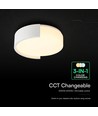 V-Tac 63W LED taklampe - 3-i-1 CCT, dimbar, hvit, fjernkontroll, Ø55cm