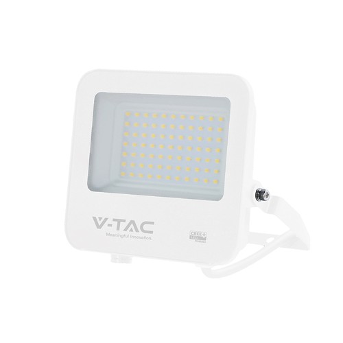 V-Tac 50W LED lyskaster - 135lm/W, IP65, hvitt hus, 6500K, Cree chip, 6 års garanti