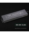 100W / 12V DC strømforsyning - 8.3A, IP67 vanntett