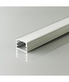 2m Alu-profil til LED-strips, utenpåliggende - Inkl. diffuser, Sølv, 2000x14,8x10mm
