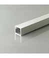 2m Alu-profil til LED-strips - Utenpåliggende, sølv, inkl. diffuser, 12x10mm
