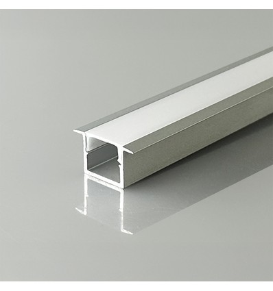 V-Tac 2m innfellingsprofil for LED-strips - Sølv, inkl. deksel, 2000x12x10mm