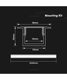 V-Tac 2m innfellingsprofil for LED-strips - Sølv, inkl. deksel, 2000x12x10mm