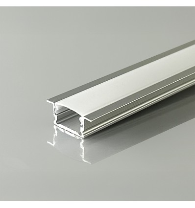 V-Tac 2m innfellingsprofil for LED-strips - Sølv, inkl. deksel, 2000x13,2x7mm
