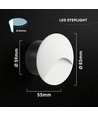 3W LED innfellingsspot til trapper - Rund, hvit, aluminium, IP65, 3000K, inkl. lyskilde