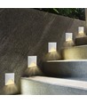 3W LED innfellingsspot til trapper, kvadratisk - IP65, hvitt aluminiumshus, 3000K, inkl. lyskilde