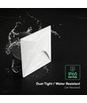 3W LED innfellingsspot til trapper, kvadratisk - IP65, hvitt aluminiumshus, 3000K, inkl. lyskilde