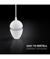 V-Tac 9W LED pendellampe - 3000K, hvitt armatur