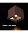 V-Tac 9W Solara vegglampe med sensor, CCT - IP65, PIR-sensor, Cortenfarget, solcelle, 3 lysfarger