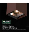 V-Tac 9W Solara vegglampe med sensor, CCT - IP65, PIR-sensor, Cortenfarget, solcelle, 3 lysfarger