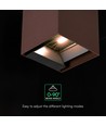 V-Tac 9W Solara vegglampe med sensor, CCT - IP65, PIR-sensor, Cortenfarget, solcelle, 3 lysfarger
