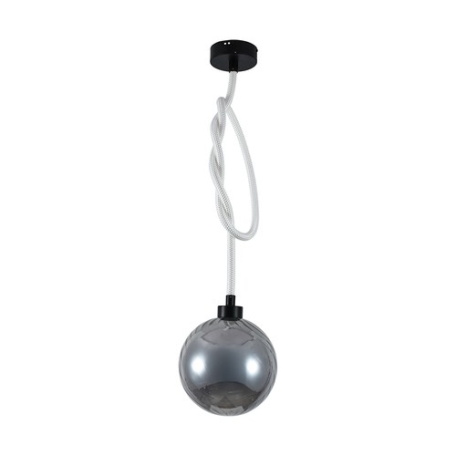 20W LED designerpendel - Ø23cm, røykfarget glass, 3000K, høyde 180cm, inkl. lyskilde