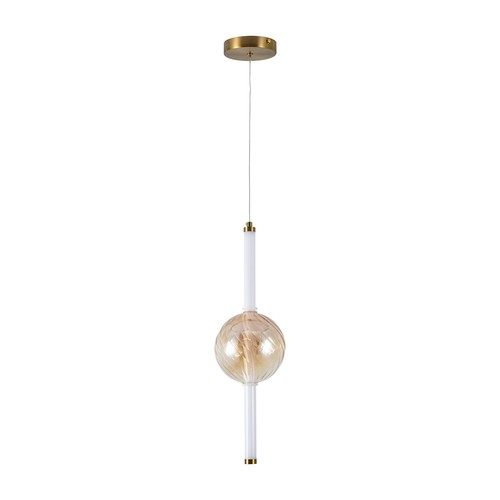8W LED designerpendel - Ø15cm, 3000K, rav/hvit, dekorativ taklampe