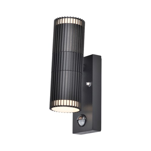 V-Tac GU10 vegglampe med PIR-sensor - Opp/ned-lys, IP44 utendørs, sort, uten lyskilde