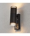 V-Tac GU10 vegglampe med PIR-sensor - Opp/ned-lys, IP44 utendørs, sort, uten lyskilde