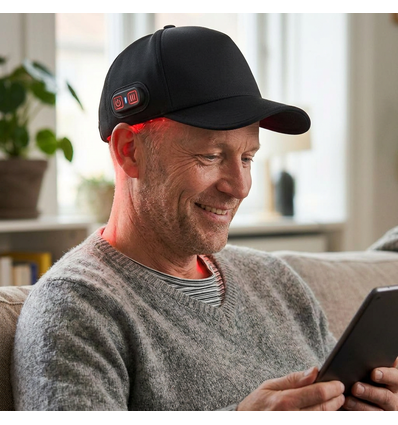 Lysterapi-caps, infrarød - Trådløs, USB-C lading, rødt og nær-infrarødt lys