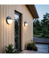 Outlet: 12W LED vegglampe - IP54 utendørs, rund, sort, inkl. lyskilde