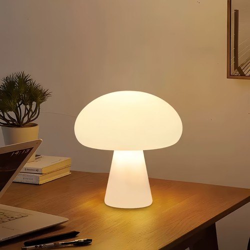 Oppladbar LED sopp bordlampe - Hvit, touch dimbar, CCT, IP54