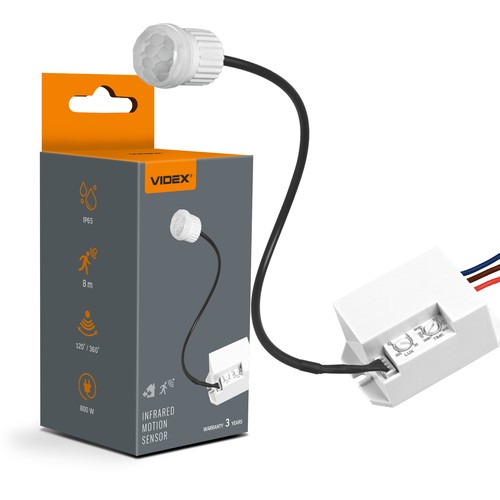 PIR bevegelses- og lyssensor 800W - IP65, innebygd sensor