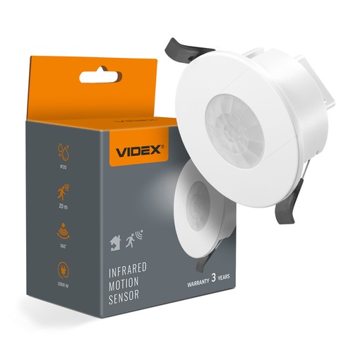 PIR bevegelses- og lyssensor 1200W - Hvit, innebygd sensor
