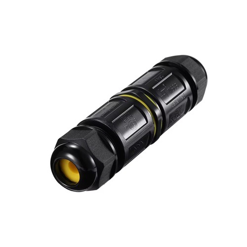 Sort rund koblingsboks, 5-leder - IP68 vanntett, for skjøting av ledninger, Ø4-14mm kabel