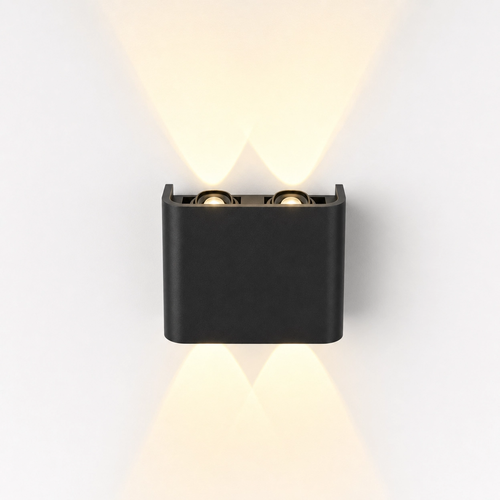 4W Luna opp/ned vegglampe - IP54 utendørs, CCT, 3 lysfarger, sort, inkl. lyskilde