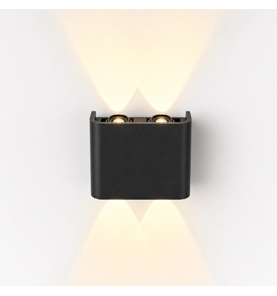 4W Luna opp/ned vegglampe - IP54 utendørs, CCT, 3 lysfarger, sort, inkl. lyskilde