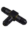 Sort T-koblingsboks, 3-leder - IP68 vanntett, for skjøting av ledninger, Ø6-11mm kabel