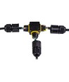 Sort T-koblingsboks, 3-leder - IP68 vanntett, for skjøting av ledninger, Ø6-11mm kabel