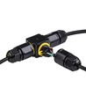 Sort T-koblingsboks, 3-leder - IP68 vanntett, for skjøting av ledninger, Ø6-11mm kabel