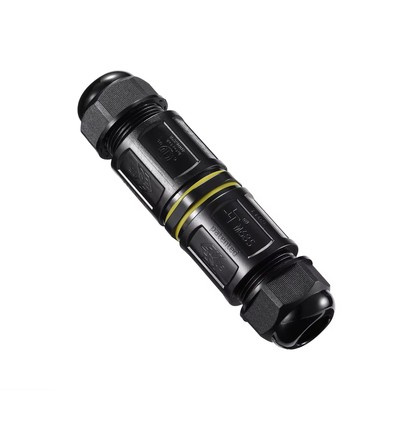 Sort rund koblingsboks, 3-leder - IP68 vanntett, for skjøting av ledninger, Ø4-8mm kabel