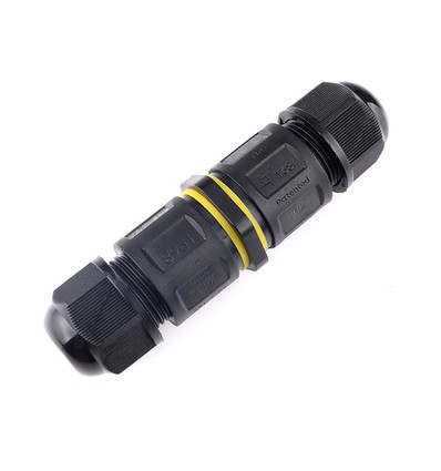 Sort rund koblingsboks, 3-leder - IP68 vanntett, for skjøting av ledninger, Ø6-11mm kabel