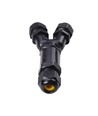 Sort Y-koblingsboks, 5-leder - IP68 vanntett, for skjøting av ledninger, Ø8-12mm kabel